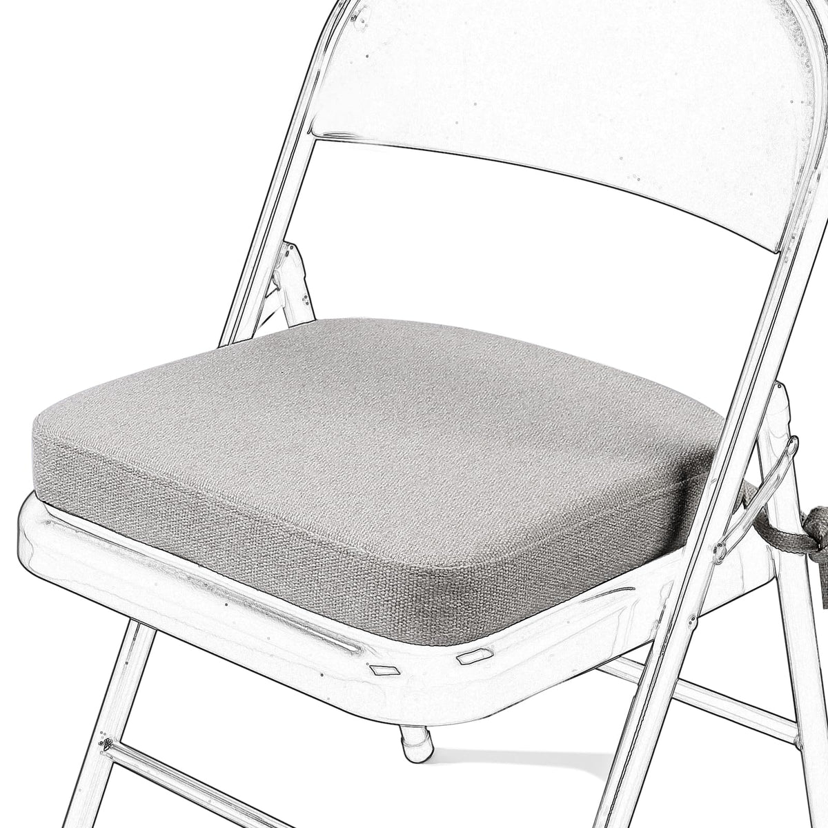 SINOSSO Memory Foam Chair Cushion for Folding Chair 1 Pcs, Thickened 2" Square Kitchen Chair Pad with Ties, Indoor Non-Slip Dining Chair Seat Cushion (1 Piece, Dark Brown)