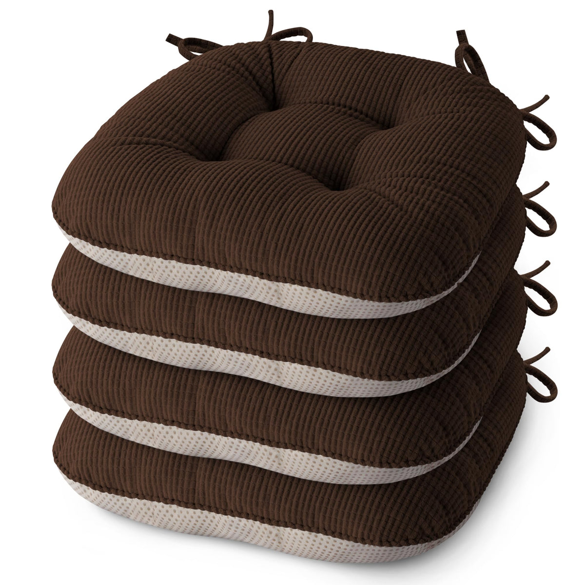 Indoor Dining Chair Cushions Set of 2, 17"X16"X3", Cream