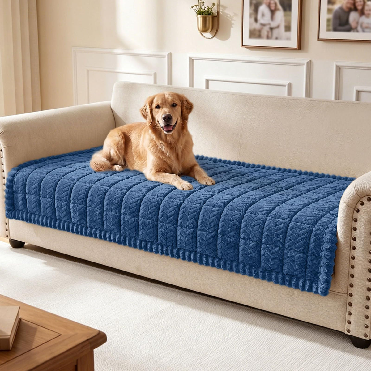 Smiry Couch Cover for Dogs, Non Slip Fuzzy Pet Sofa Covers Washable