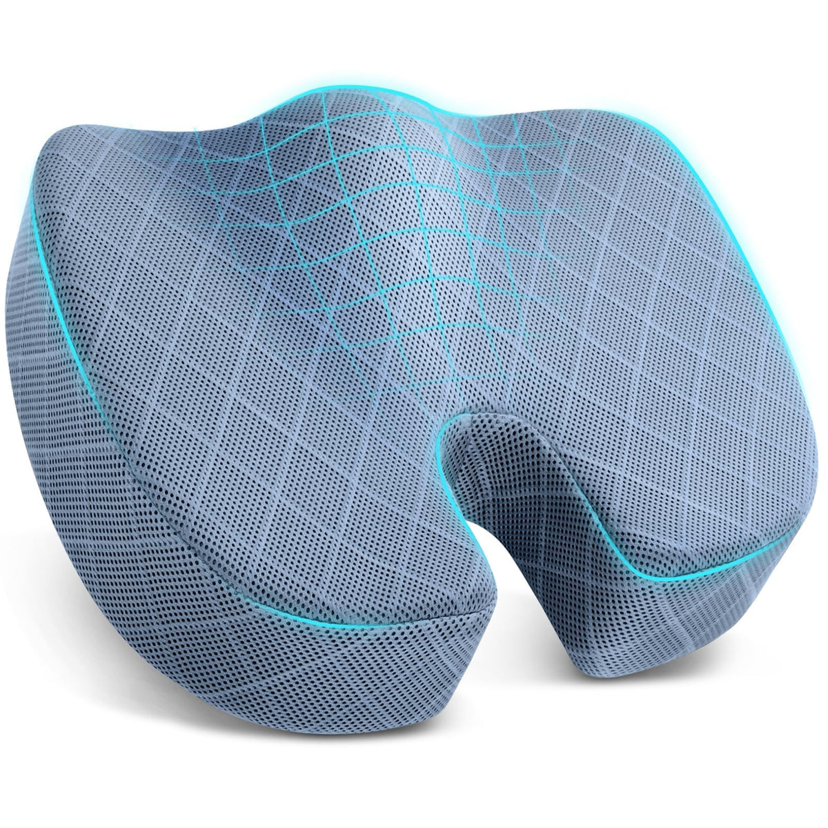 TushGuard Seat Cushion, Memory Foam Office Chair Cushion - Grey, Large