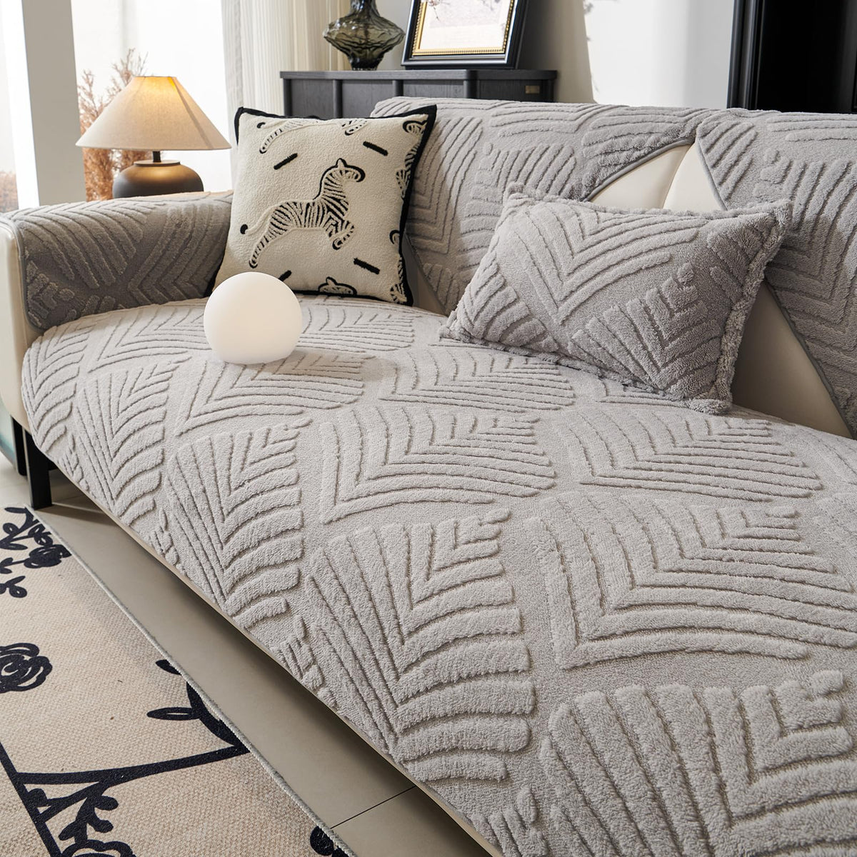 Plush Sofa Cover Washable, Funny Fuzzy Pet Couch Cover for 1 Seat