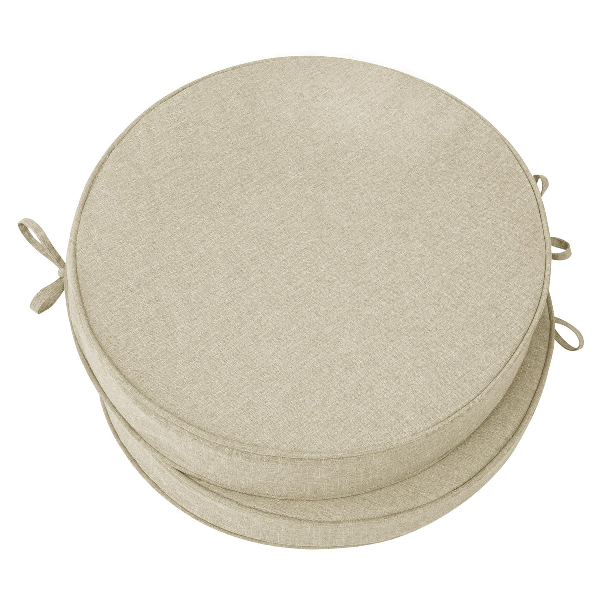 Outdoor Chair Cushions, Fade-Resistant & Water-Resistant, D Shaped Patio Furniture Seat Chair Pads Replacement with Ties, Non-Slip Bottom, Removable Cover, Set of 2, 17 x 16 Inch, Natural