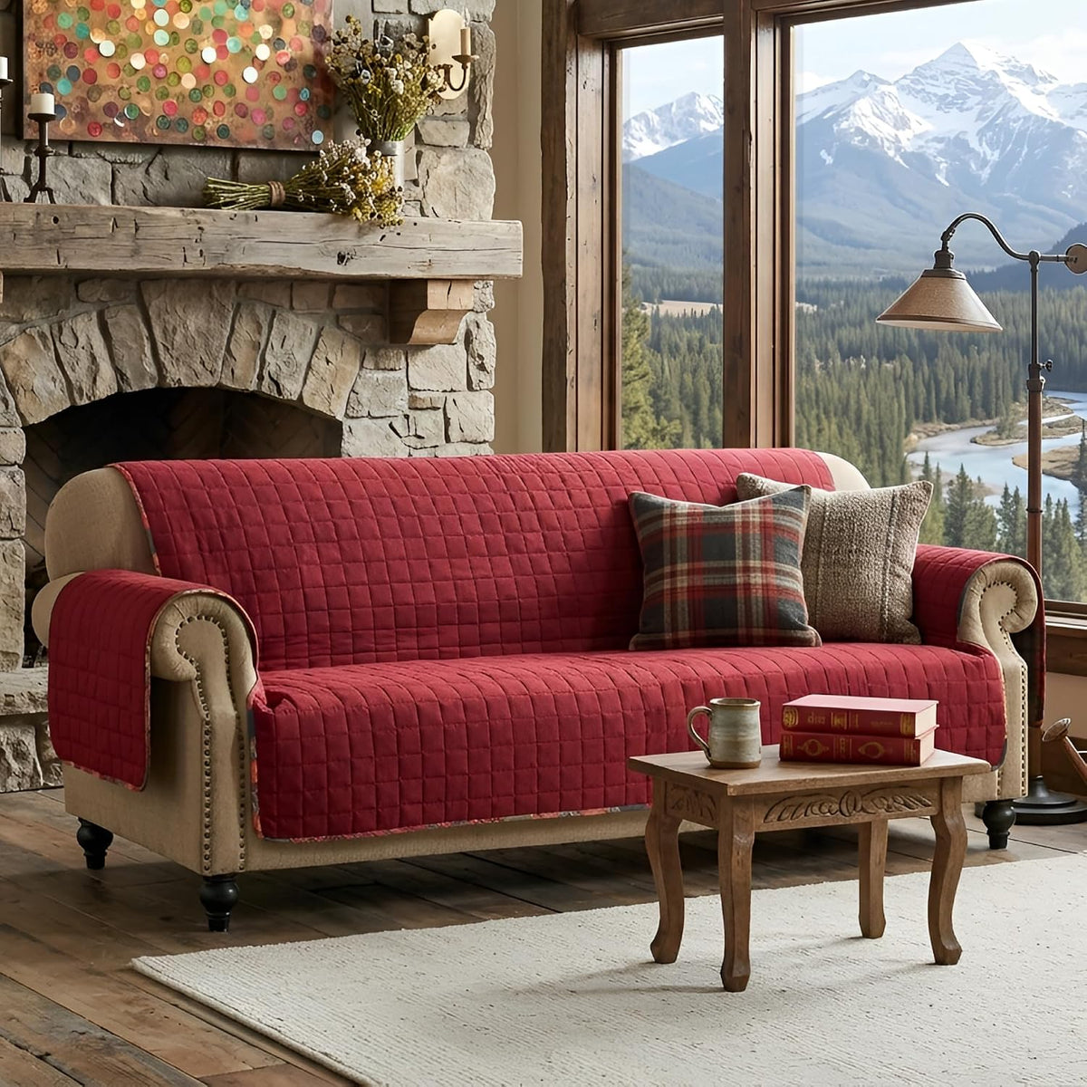 Greenland Home Fashions Gold Rush Reversible Slipcover - Furniture Protector - Sofa