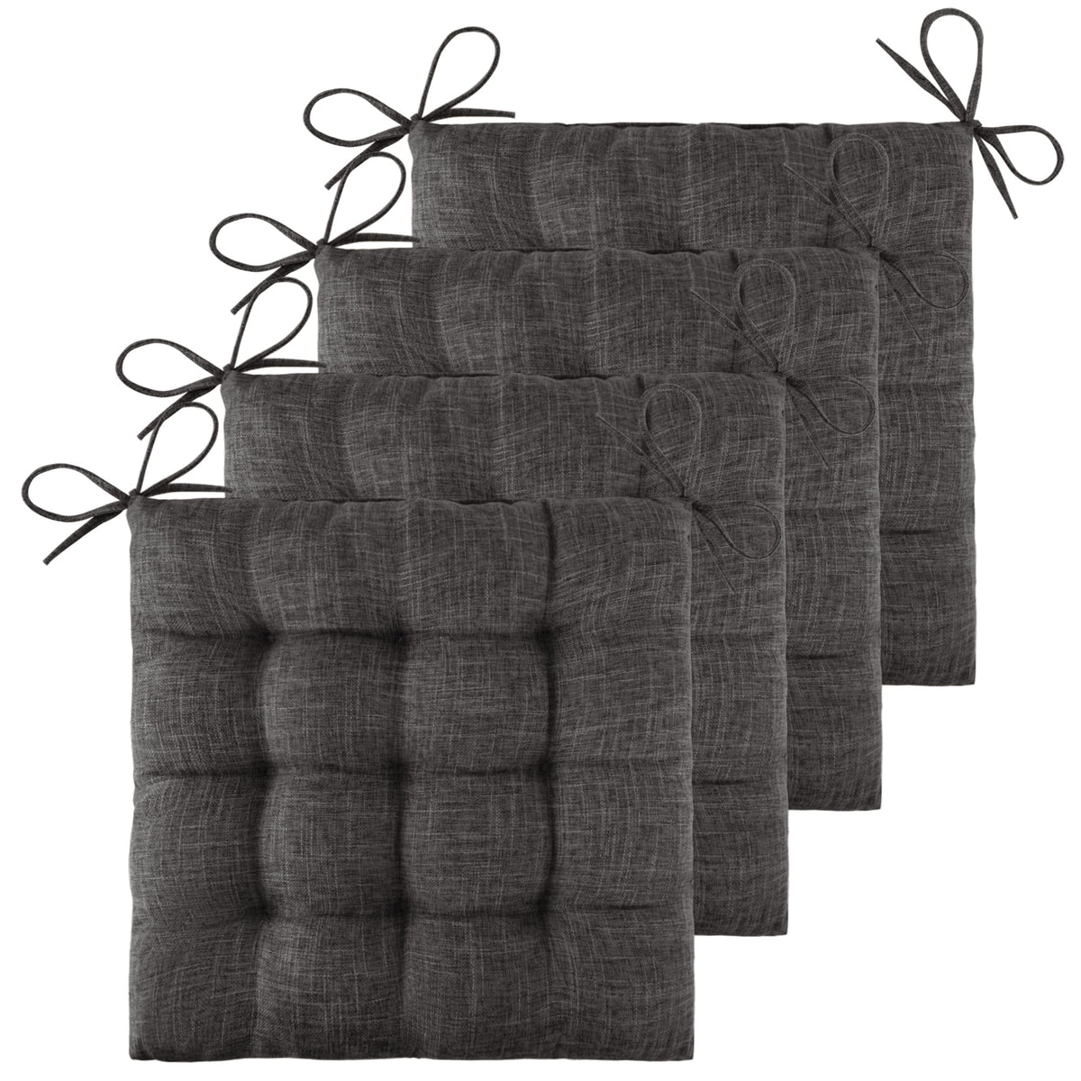 ELFJOY 4 Pack Chair Cushions for Dining Chairs with Ties Navy 16"x16"