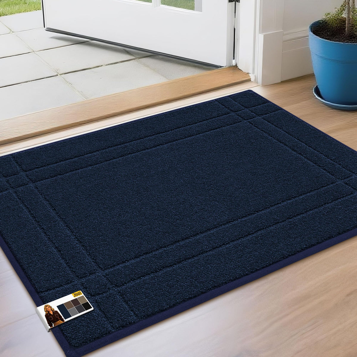 JSEI Door Mat for Entrance 20"x32", Dirt Trapper Doormat, Black