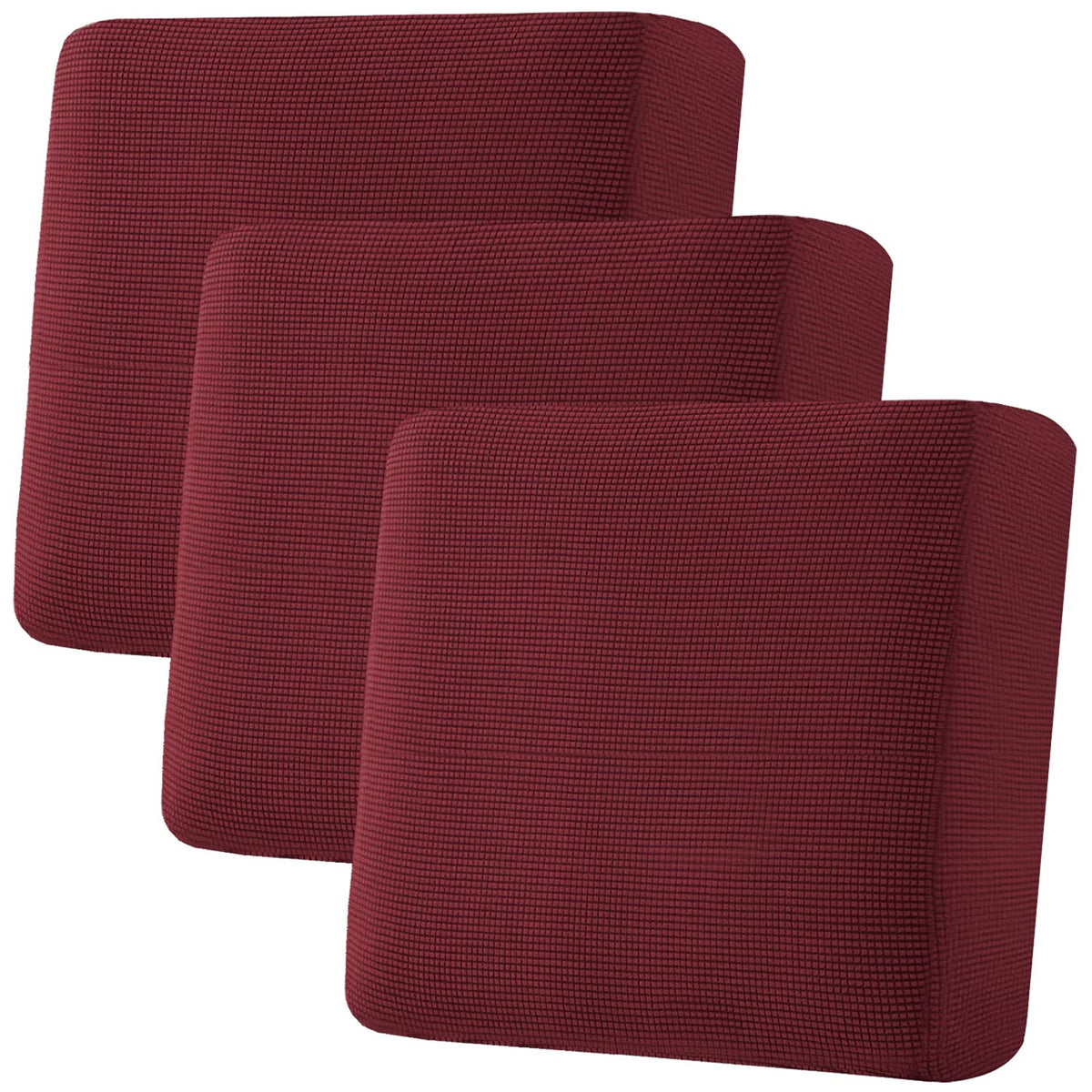 H.VERSAILTEX Super Stretch Individual Seat Cushion Covers Sofa Covers Couch Cushion Cover Slipcover Sets Thick Jacquard Textured Twill Fabric (3 Piece Sofa Cushion Covers, Grey)