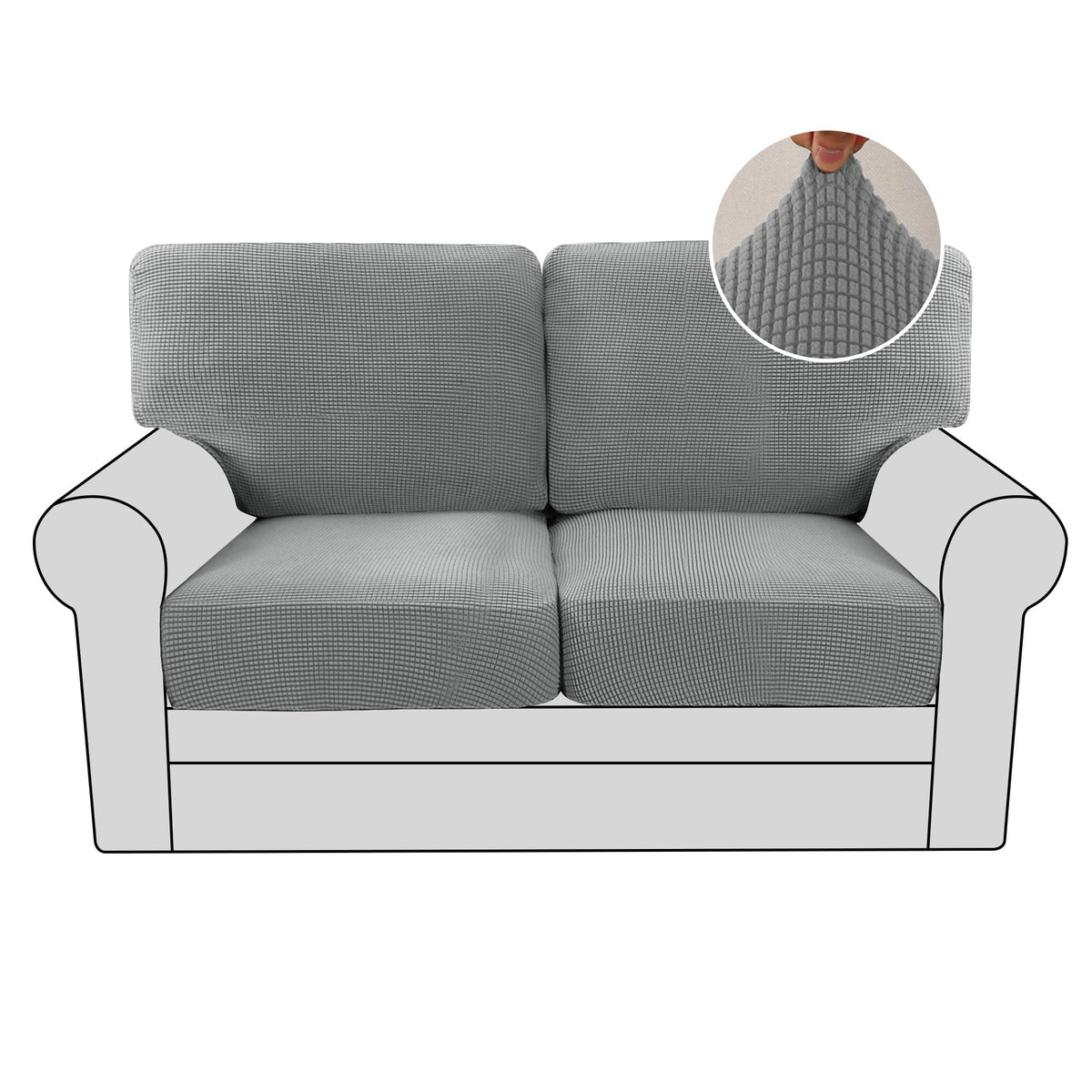 H.VERSAILTEX Multi-Pieces Sofa Covers Stretch Couch Covers Form Fitted Seats and Back Cushions Covers (3 Seat Covers Plus 3 Back Cusion Covers, Bonus 2 Armrest Covers), Sand