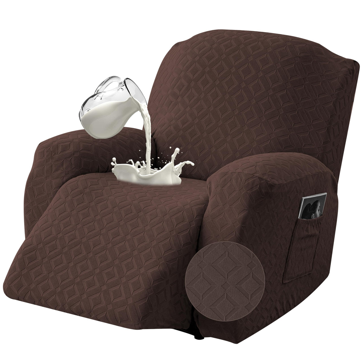 Gennia Waterproof Recliner Sofa Cover,3 Seat Couch Cover,Dark Gray
