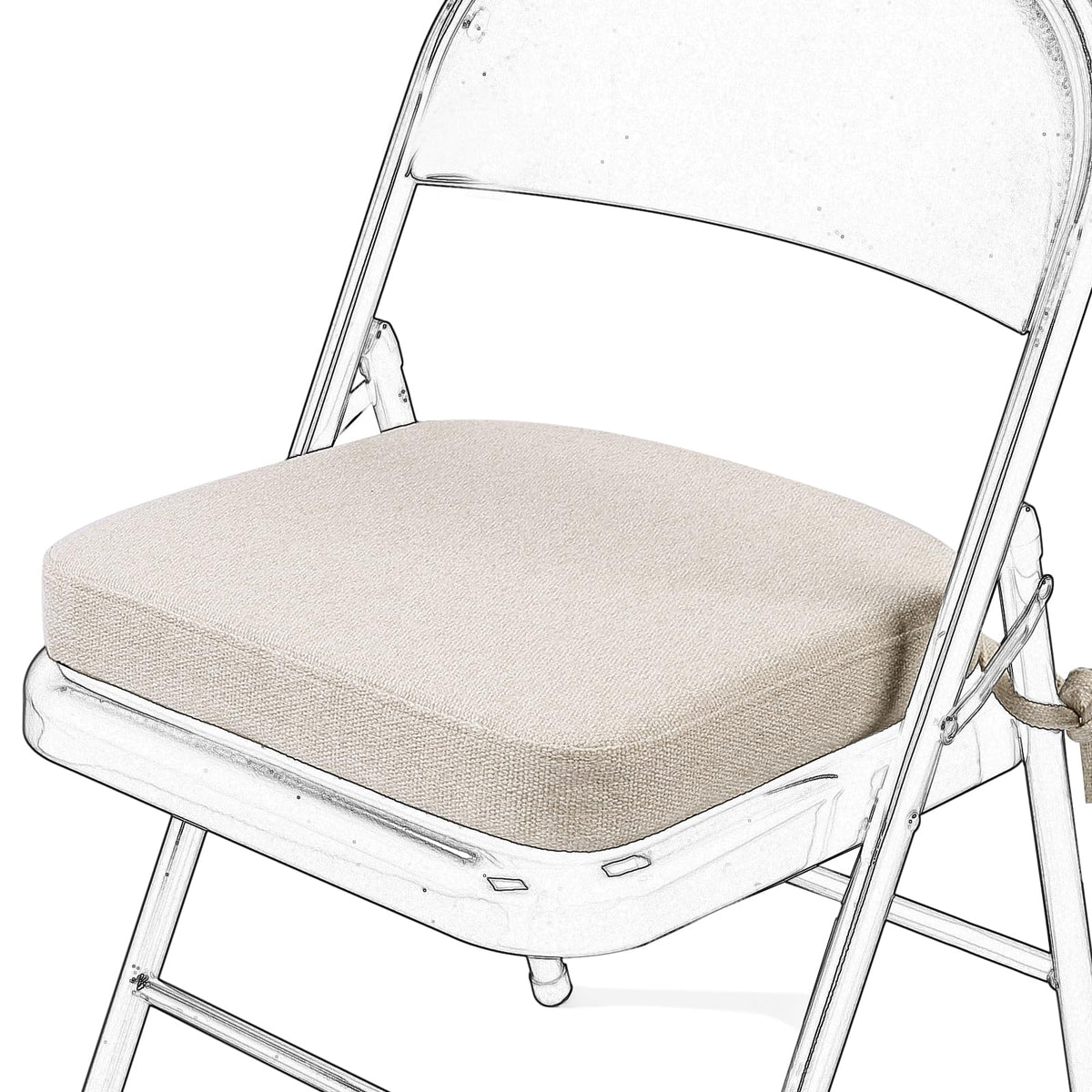SINOSSO Memory Foam Chair Cushion for Folding Chair 1 Pcs, Thickened 2" Square Kitchen Chair Pad with Ties, Indoor Non-Slip Dining Chair Seat Cushion (1 Piece, Dark Brown)