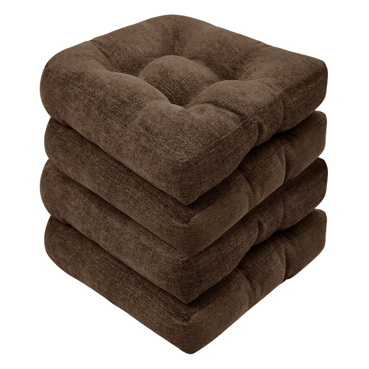 Basic Beyond Chair Cushions for Dining Chairs, Non-Slip Chair Pads, Thick Seat Cushions for Dining Room Chairs, Kitchen Chair Cushions Set of 4, 16" x 16" x 4", Burgundy
