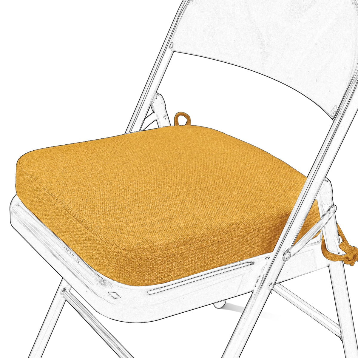 SINOSSO Memory Foam Chair Cushion for Folding Chair 1 Pcs, Thickened 2" Square Kitchen Chair Pad with Ties, Indoor Non-Slip Dining Chair Seat Cushion (1 Piece, Dark Brown)