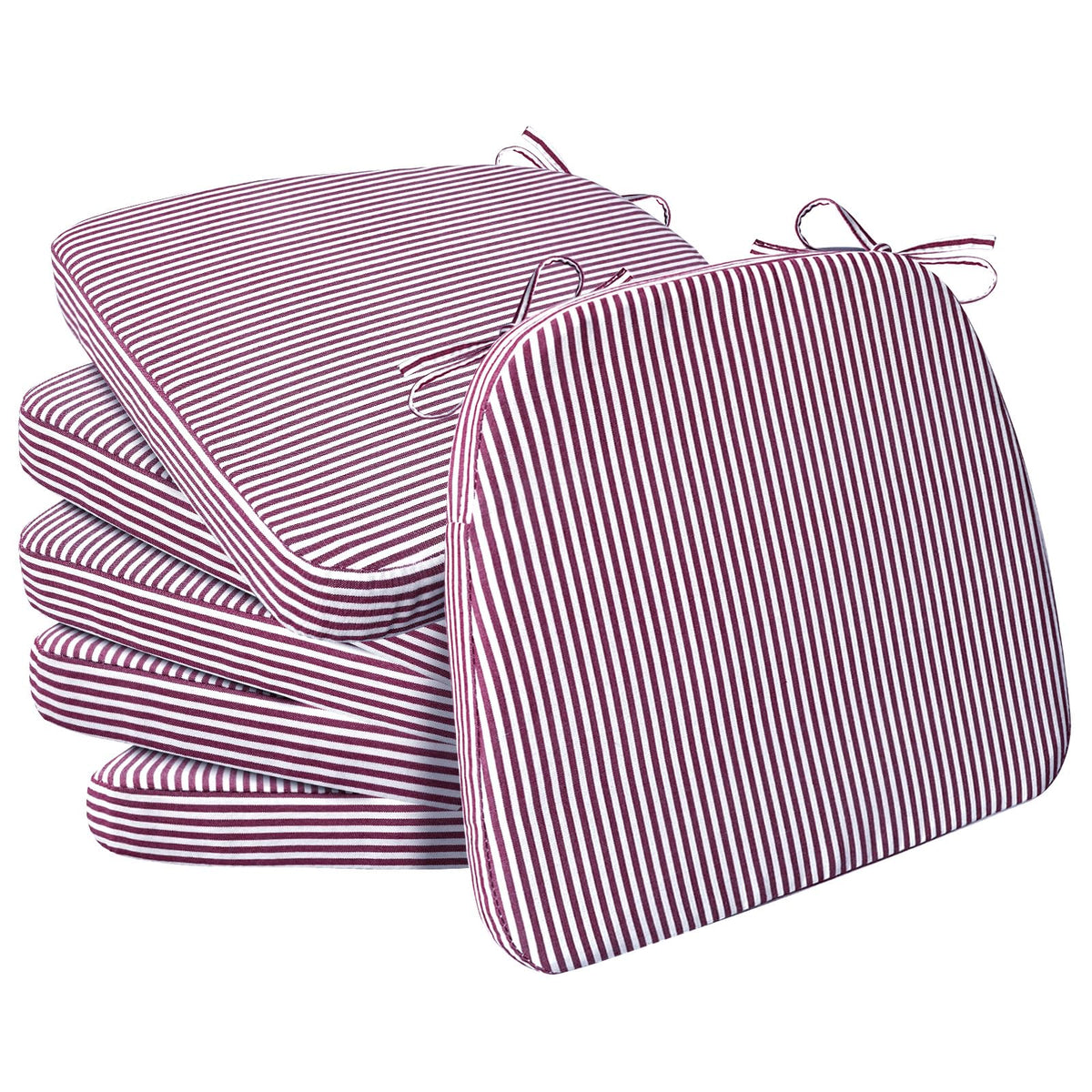 AAAAAcessories D-Shaped Chair Cushions, 2" Thick Dining Chair Pads with Ties and Removable, Machine-Washable Cover, 17" x 16", Set of 4, Oatmeal Beige