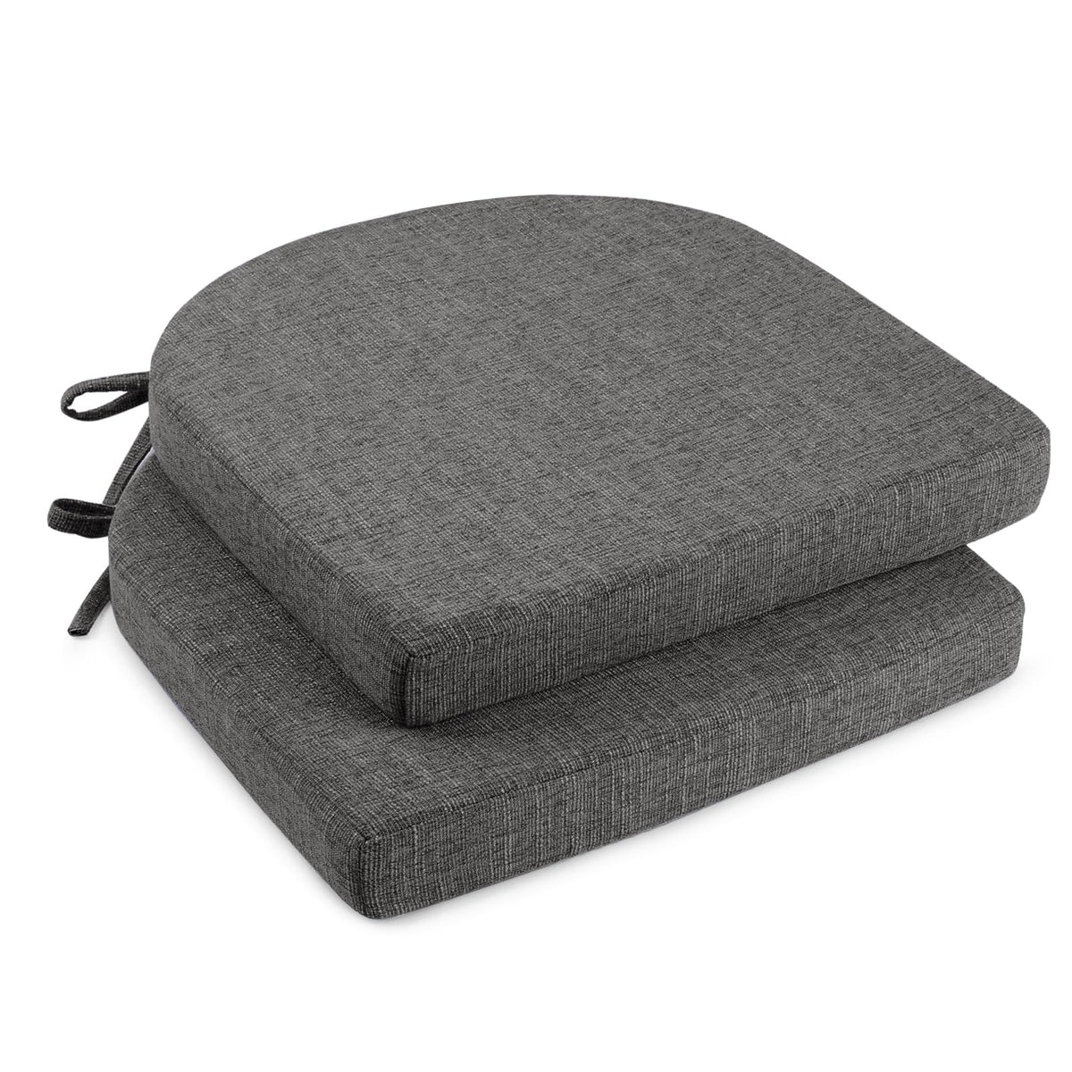 downluxe Indoor Chair Cushions for Dining Chairs, Soft and Comfortable Textured Foam Kitchen Chair Pads with Ties and Non-Slip Backing, 16" x 16" x 2", Red, 4 Pack