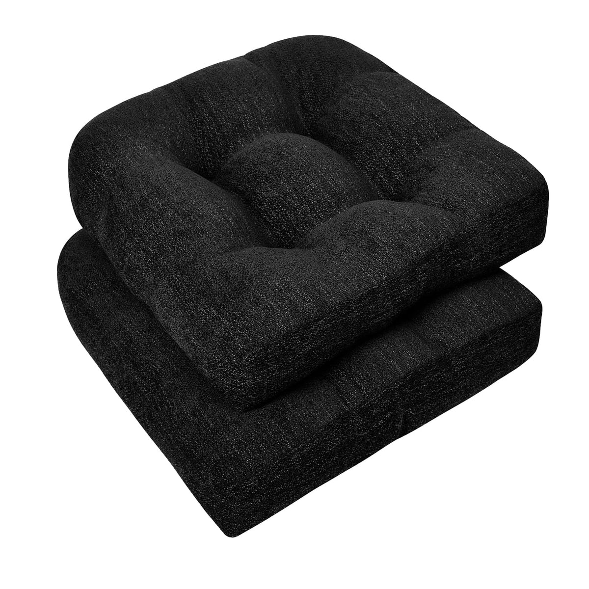 downluxe Chair Cushions for Dining Chairs 4 Pack, Tufted Indoor Chair Pads with Non-Slip Bottom, U-Shaped Kitchen Chair Cushions, 17"x17"x4", Khaki