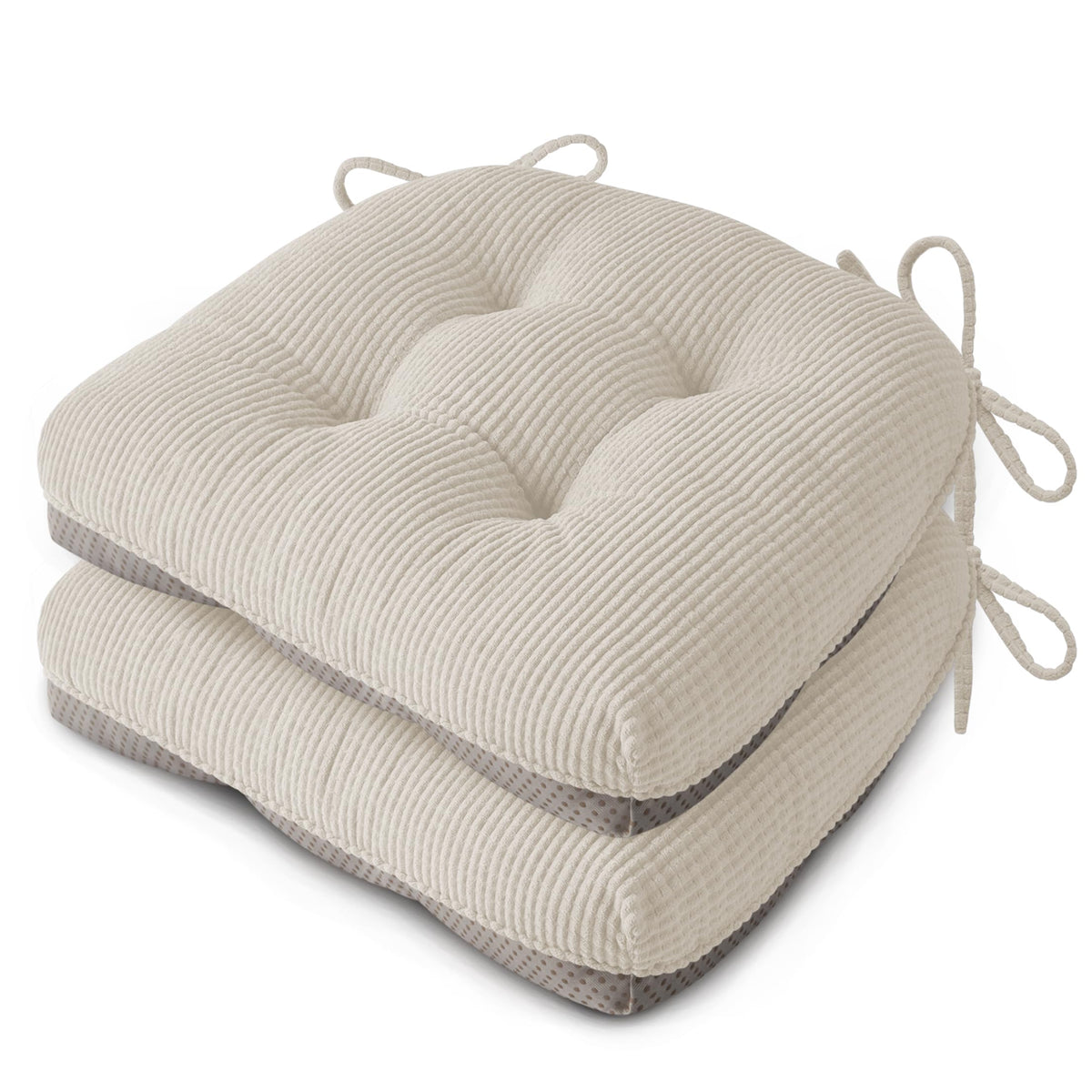 Anti Slip Kitchen Chair Cushions Set of 4 18"X16.5"X3" Beige