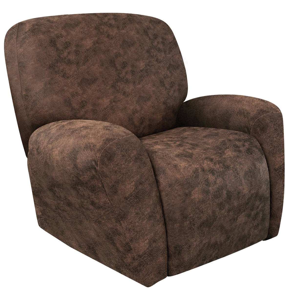 ANARACHON Leather Look Recliner Couch Cover 8-Piece Recliner Sofa Slipcovers 3 Seater for Reclining Couches Furniture Protector Spandex Fabric Washable (Recliner Sofa, Brown)