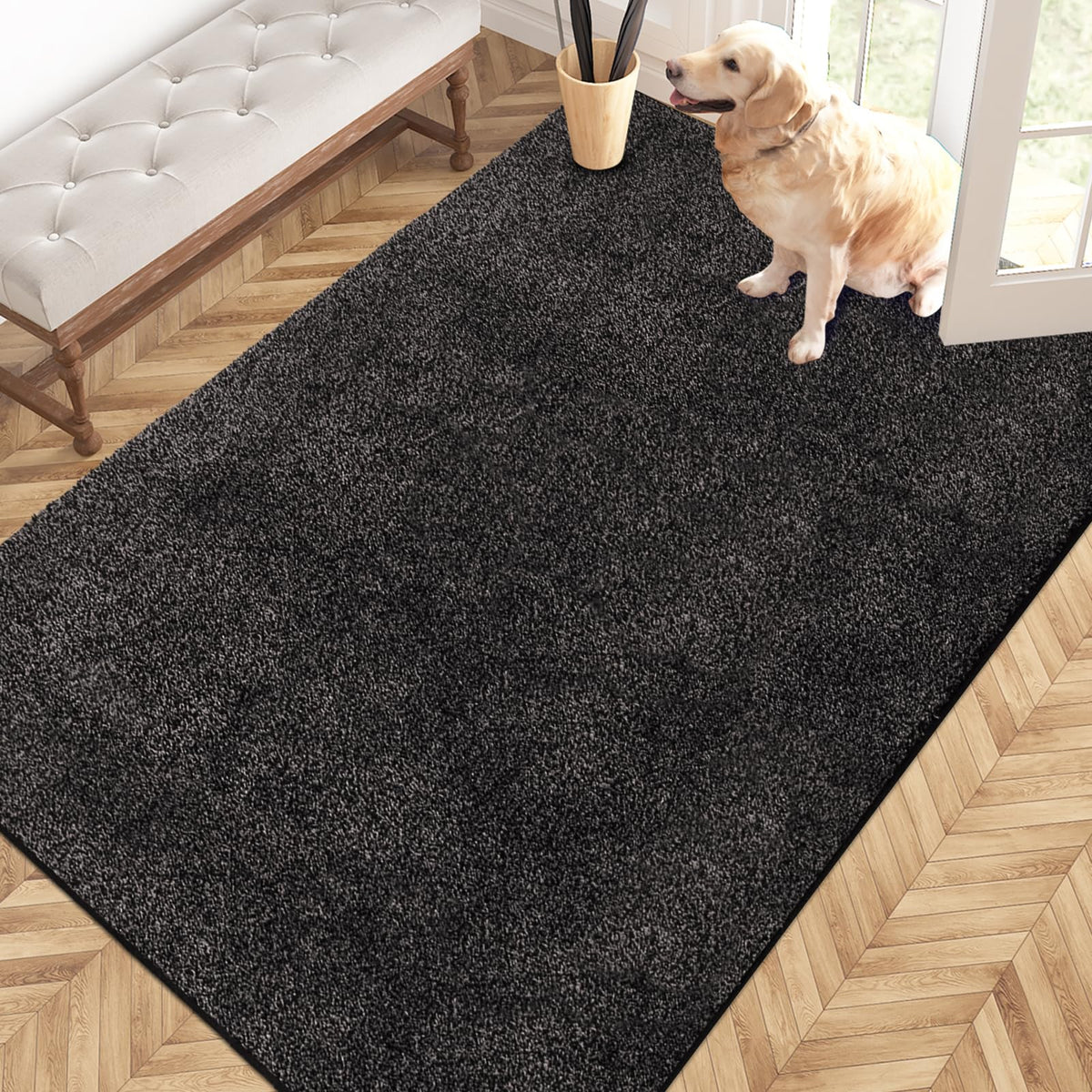 PURRUGS Dirt Trapping Indoor Door Mat, 24" x 35.5", Charcoal