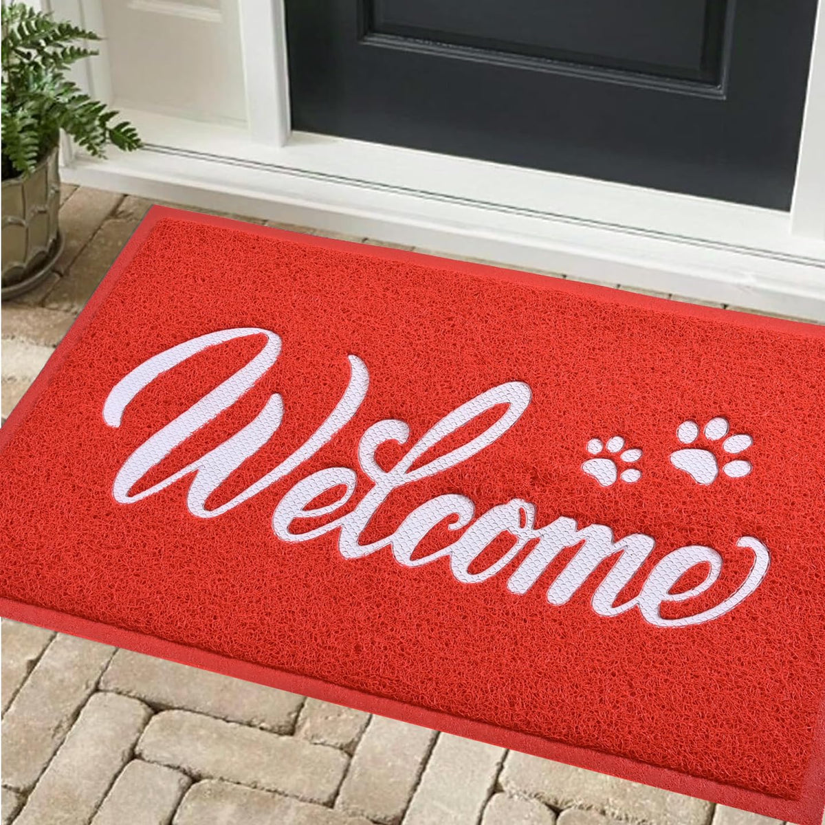 T.HENV Welcome Mat Outdoor, 30x17.5 Waterproof All-Season Front Door Mat Outside Entrance, All-Weather Quick Drying, Low Profile Doormat Indoor, Patio Porch Entryway Mats, Black-White