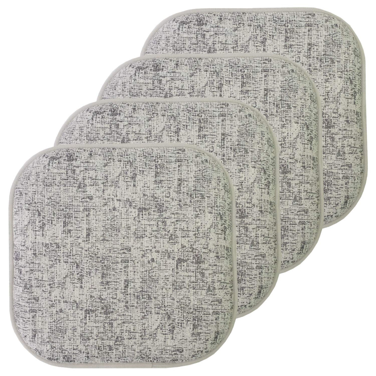 Sweet Home Collection Chair Cushion Memory Foam Pads Honeycomb Pattern Slip Non Skid Rubber Back Rounded Square 16" x 16" Seat Cover, 4 Pack, Alexis Chocolate