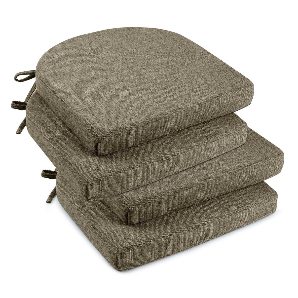 downluxe Indoor Chair Cushions for Dining Chairs, Soft and Comfortable Textured Foam Kitchen Chair Pads with Ties and Non-Slip Backing, 16" x 16" x 2", Red, 4 Pack