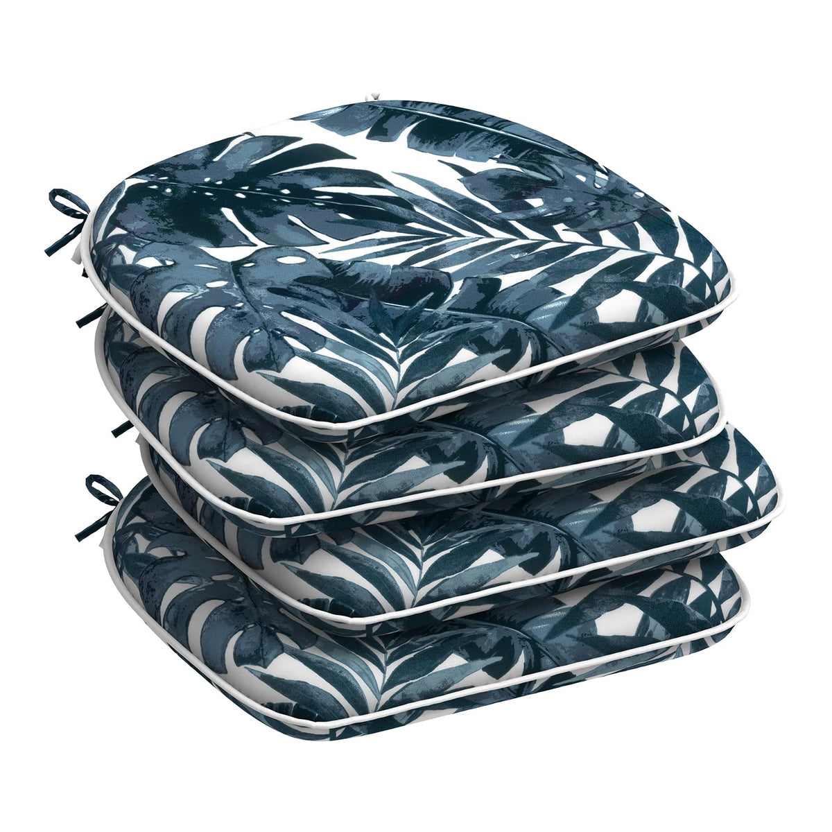 DYTXIII Set of 4 Outdoor Chair Cushions with Ties,Water Repellent Patio Chair Pads 17"x 16" for Outdoor Furniture,Round Corner Seat Cushions for Garden Yard Kitchen Paisley Multi