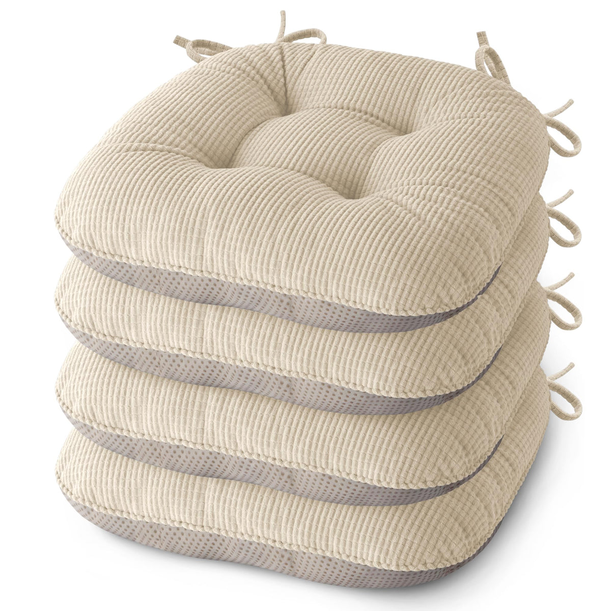 Indoor Dining Chair Cushions Set of 2, 17"X16"X3", Cream