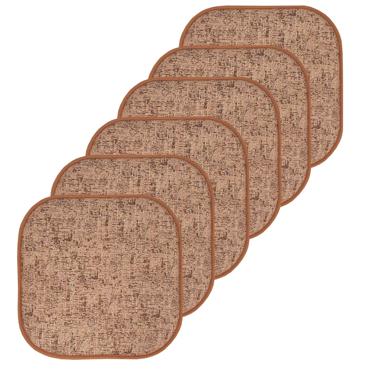 Sweet Home Collection Chair Cushion Memory Foam Pads Honeycomb Pattern Slip Non Skid Rubber Back Rounded Square 16" x 16" Seat Cover, 4 Pack, Alexis Chocolate