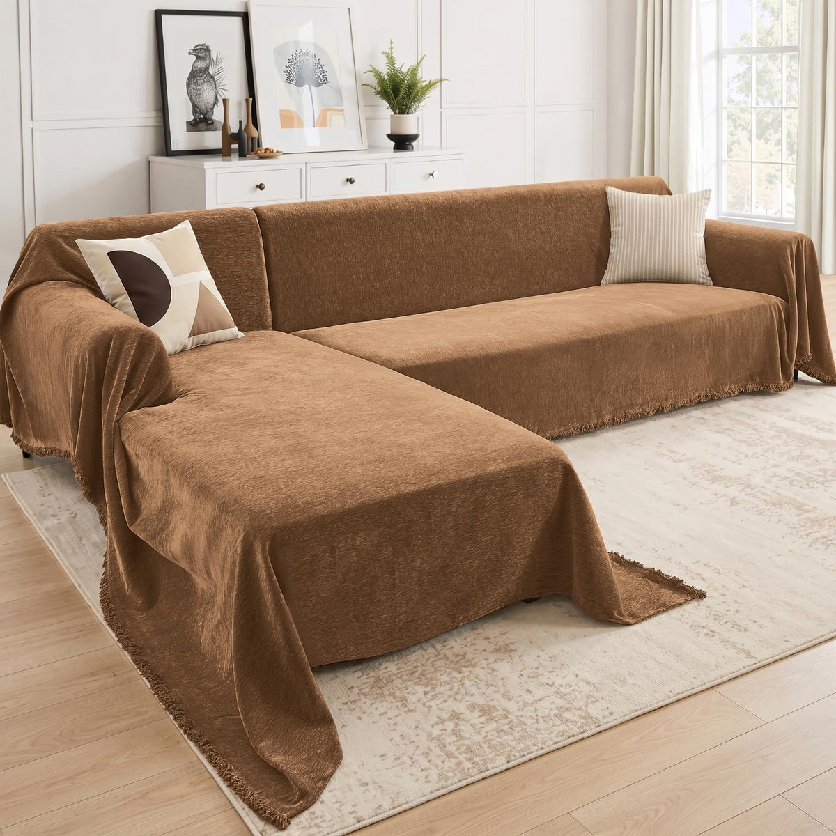 CAPALOCA Sectional Couch Covers for Sofa Washable L Shaped Couch Cover XL