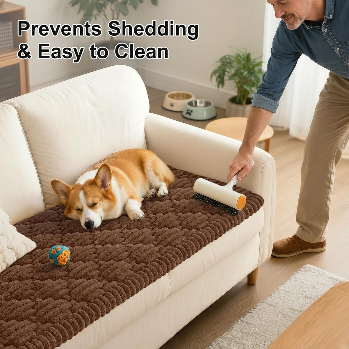 Smiry Couch Cover for Dogs Washable, Non Slip Fuzzy Pet Sofa Protector