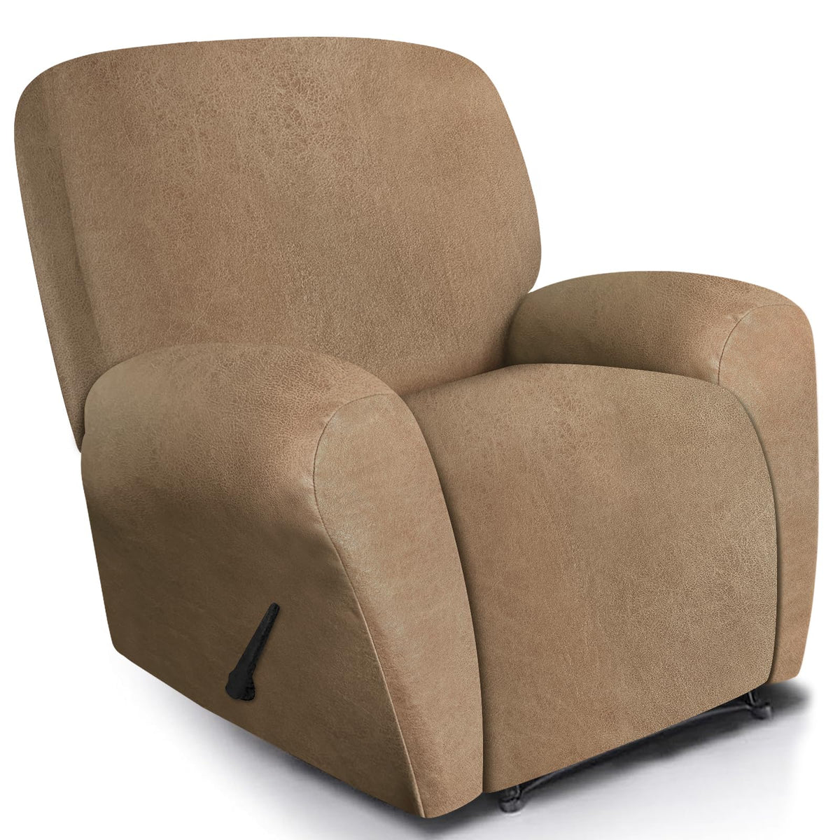 ANARACHON Leather Look Recliner Couch Cover 8-Piece Recliner Sofa Slipcovers 3 Seater for Reclining Couches Furniture Protector Spandex Fabric Washable (Recliner Sofa, Brown)