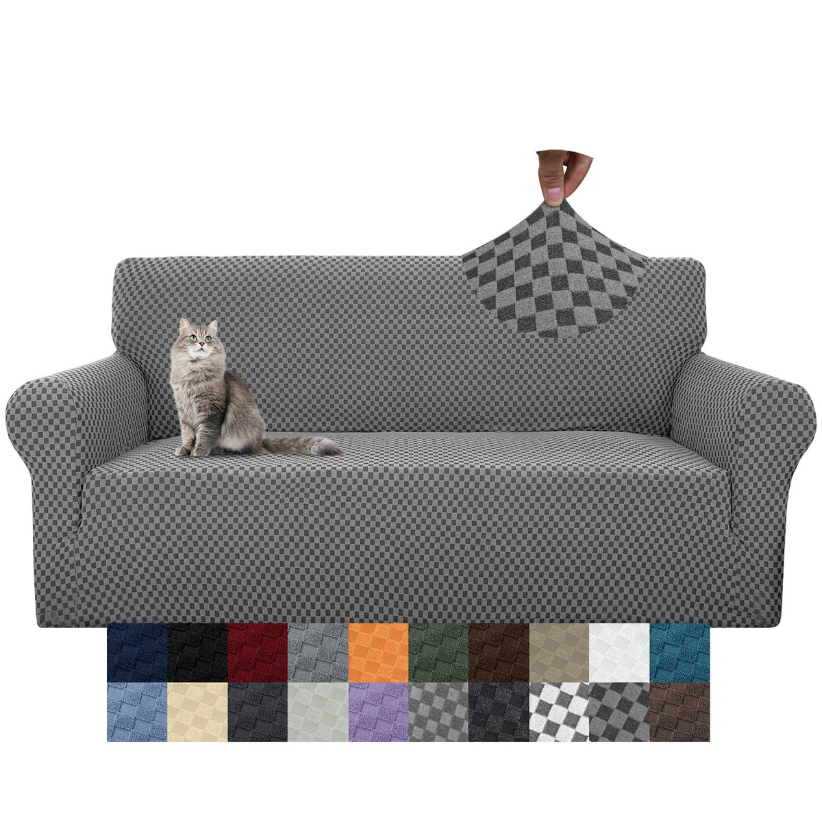 YEMYHOM Couch Cover Latest Jacquard Design High Stretch Sofa Covers for 3 Cushion Couch, Pet Dog Cat Proof Slipcover Non Slip Magic Elastic Furniture Protector (Sofa, Light Gray)