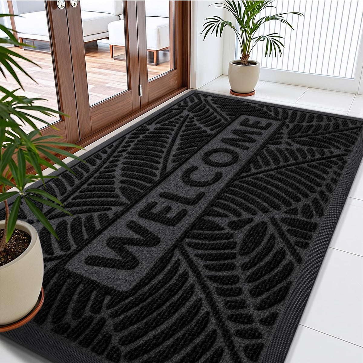 Smiry Welcome Front Door Mat for Outdoor Indoor 29.5x17, All-Season Doormat
