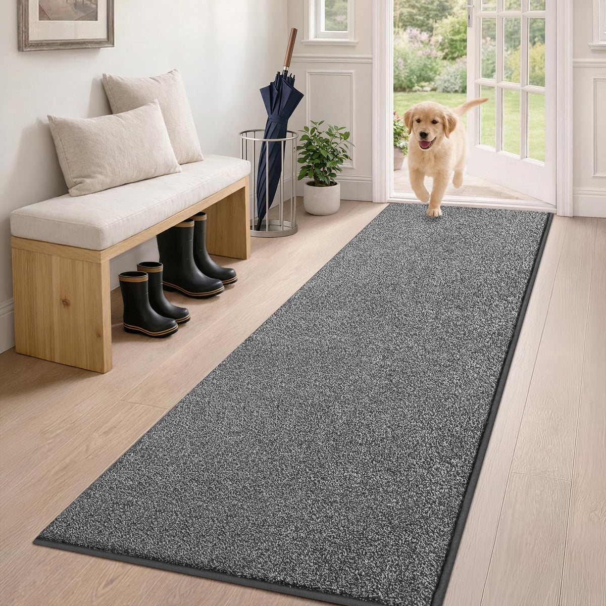 PURRUGS Dirt Trapping Indoor Door Mat, 24" x 35.5", Charcoal