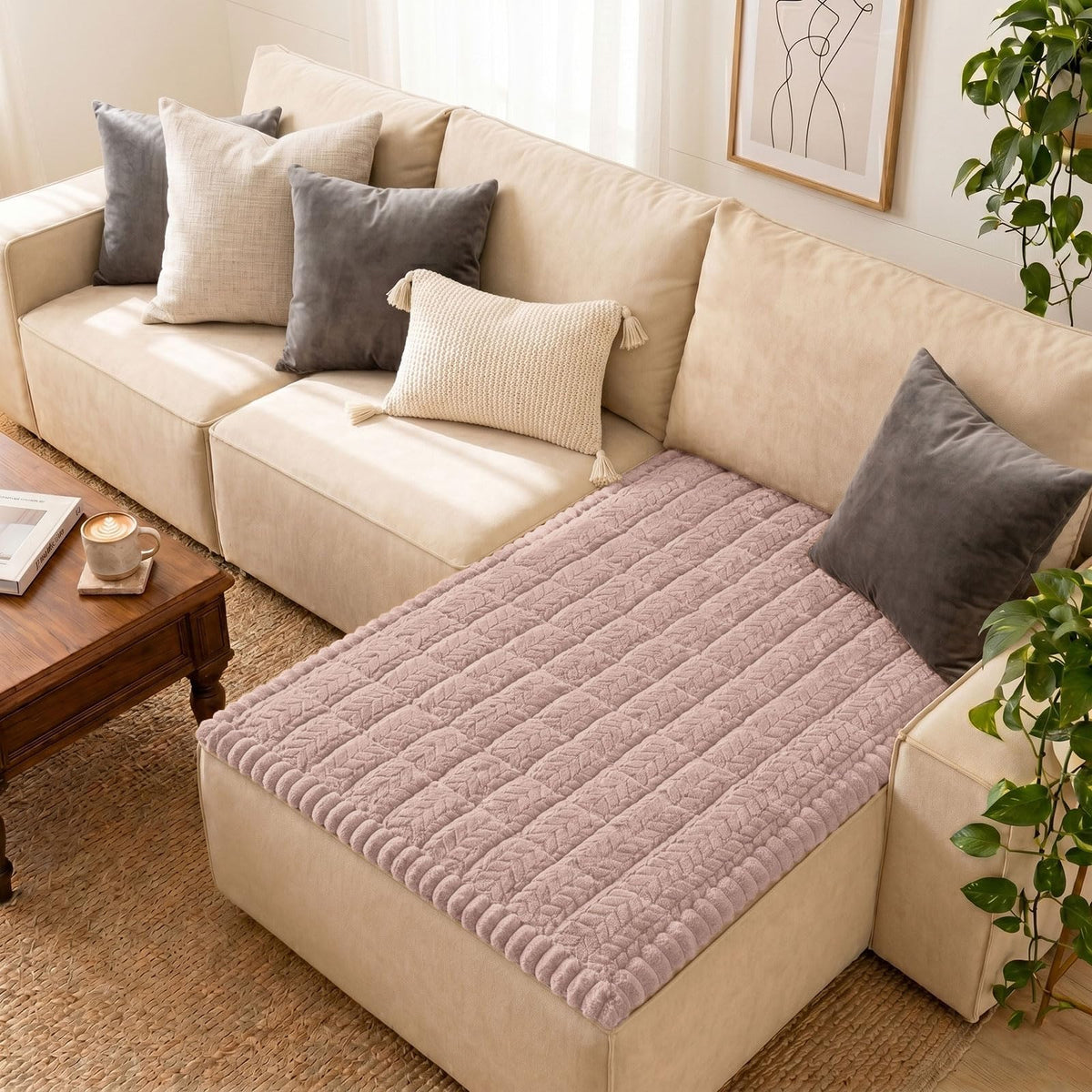 Smiry Couch Cover for Dogs, Non Slip Fuzzy Pet Sofa Covers Washable
