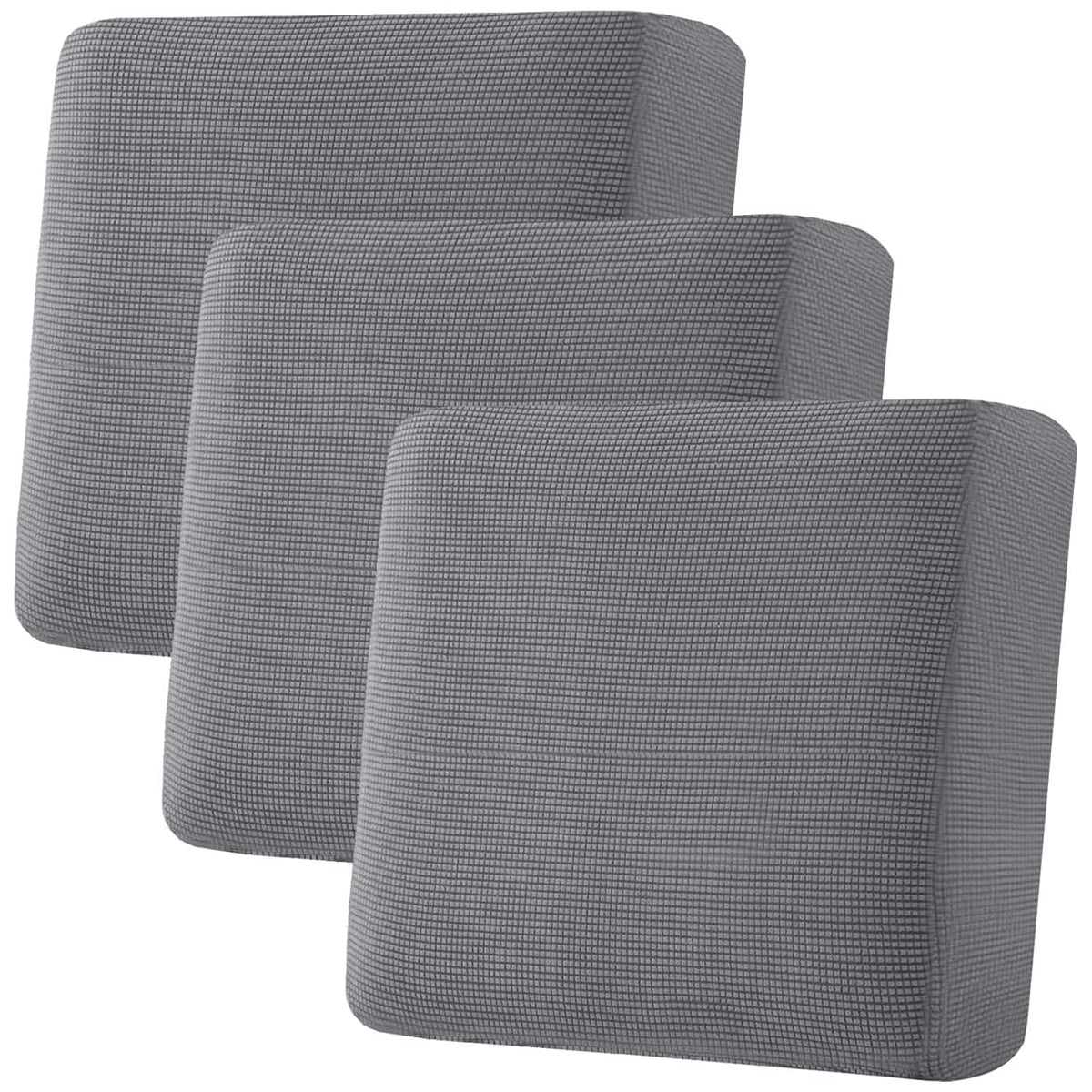 H.VERSAILTEX Super Stretch Individual Seat Cushion Covers Sofa Covers Couch Cushion Cover Slipcover Sets Thick Jacquard Textured Twill Fabric (3 Piece Sofa Cushion Covers, Grey)