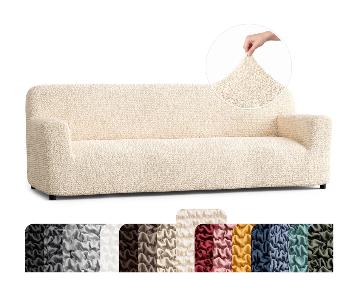 Premium Stretch Couch Covers for Sofa - Sofa Chair Cover Washable, Dogs & Pets Friendly - Elastic Polyester Loveseat Slipcovers - Non-Slip Love Seat Couch Covers - Soft Taupe (86"-120" Wide)