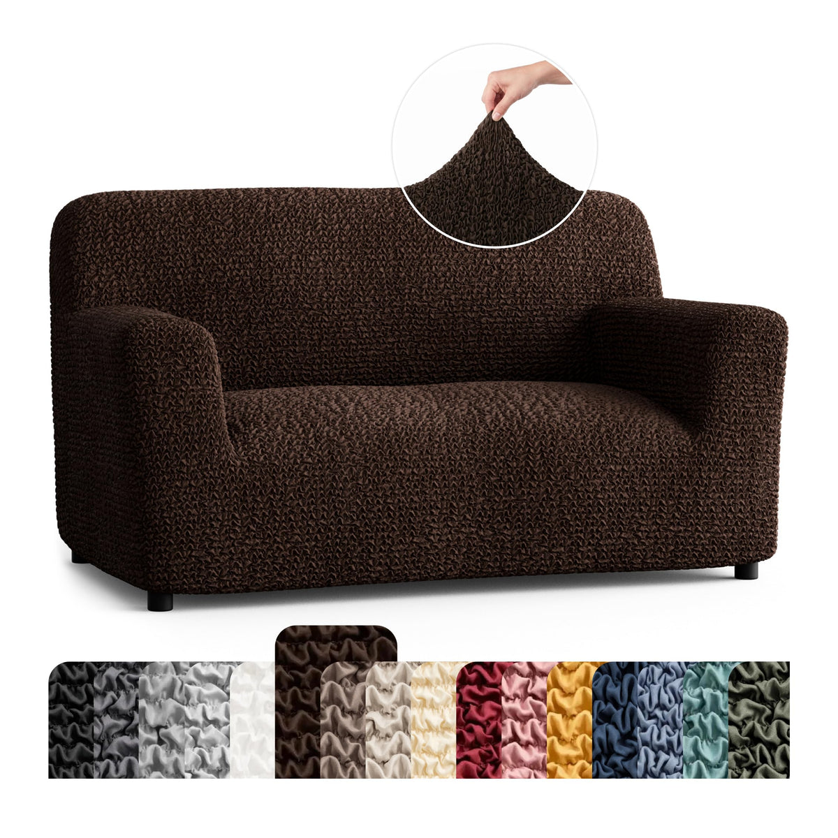 Premium Stretch Couch Covers for Sofa - Sofa Chair Cover Washable, Dogs & Pets Friendly - Elastic Polyester Loveseat Slipcovers - Non-Slip Love Seat Couch Covers - Soft Taupe (86"-120" Wide)