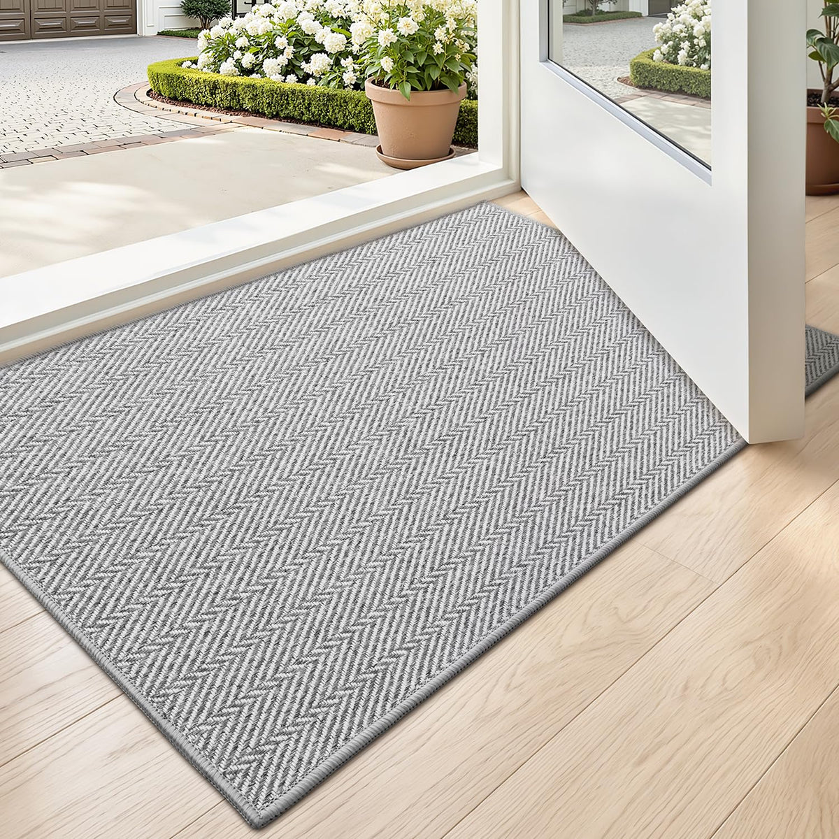 LUMI Ultra Thin Indoor Door Mat 24"x36", Entrance Doormat, Beige