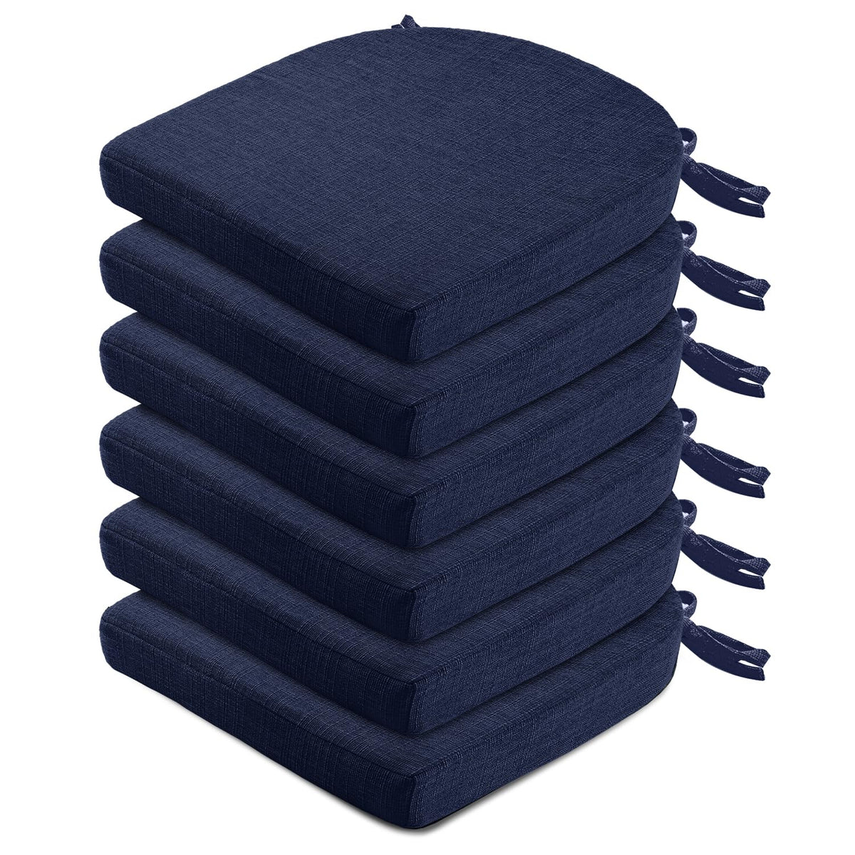 Wellsin Chair Cushions for Dining Chairs 6 Pack - Kitchen Chair Cushions with Ties and Non-Slip Backing - Dining Chair Pads 16"X16"X2", Dark Gray