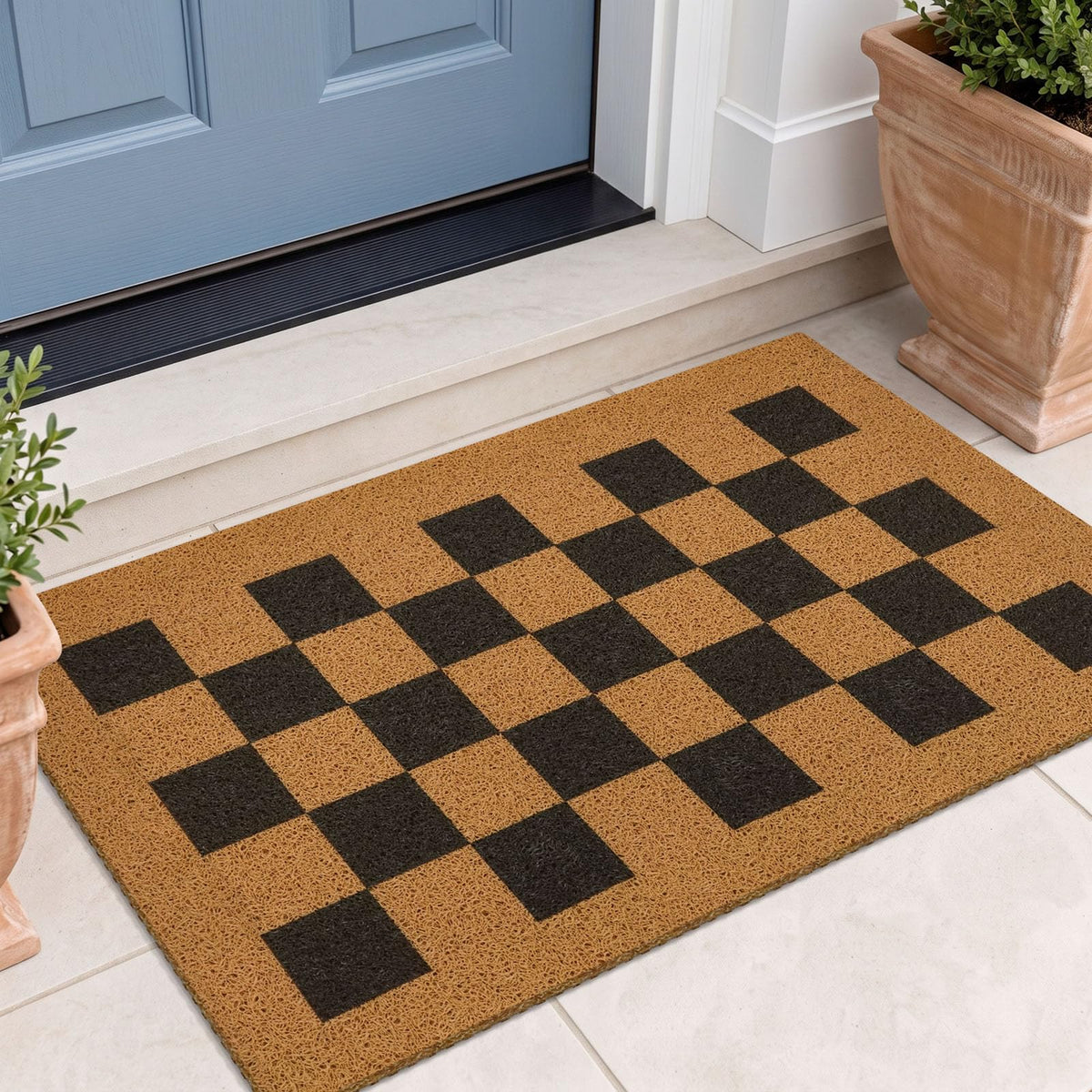EARTHALL Door Mat Outside Inside Home Doormat, 30"x17.5", Durable Floor Mat Non Slip Mat Ultra Absorb Mud Easy Clean Front Doormat for Garage, Entryway, Patio, High Traffic Areas, Black