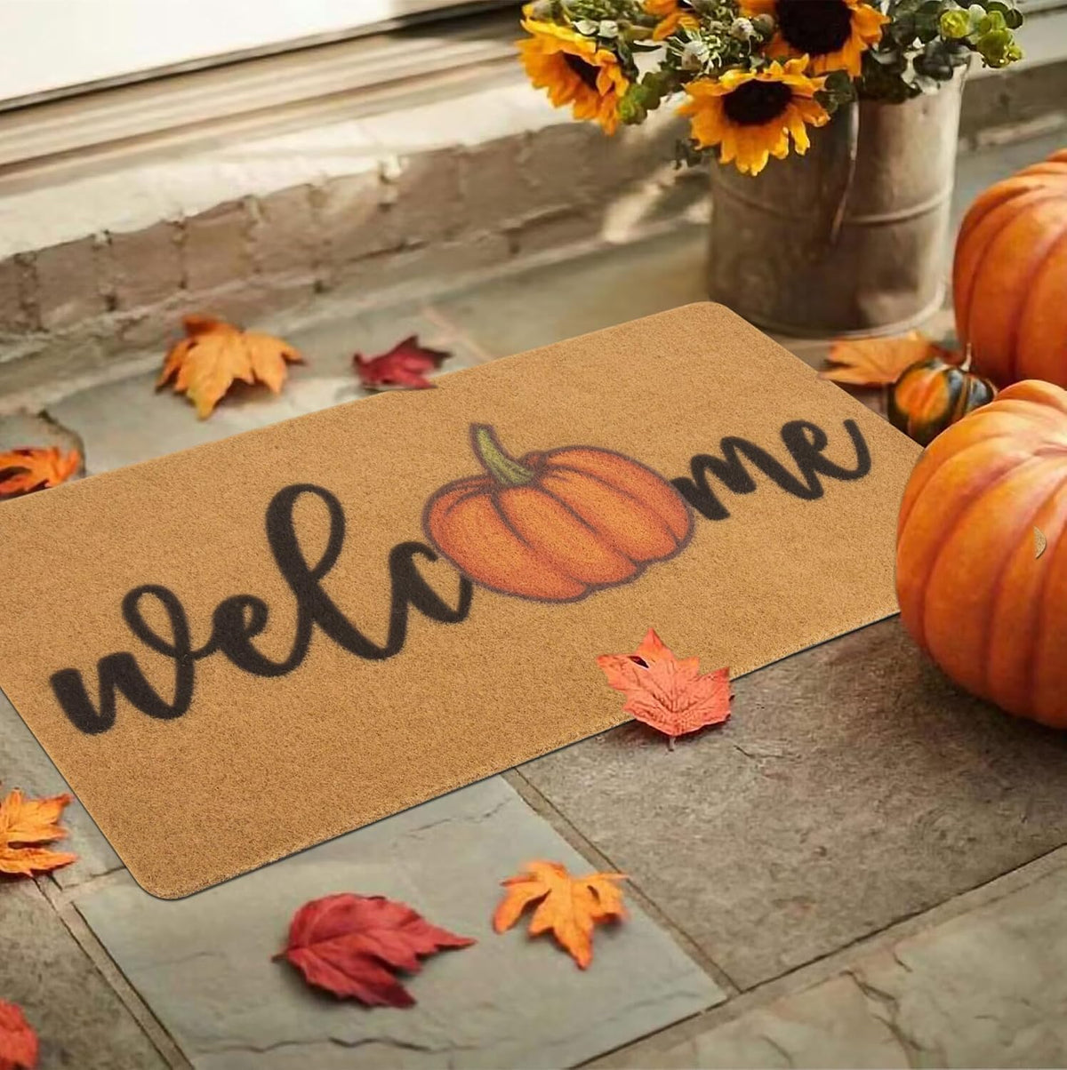 Hello-Pumpkin-Welcome-Doormat Fall-Indoor-Outdoor-Non-Slip-Door-Mat 17"x29"