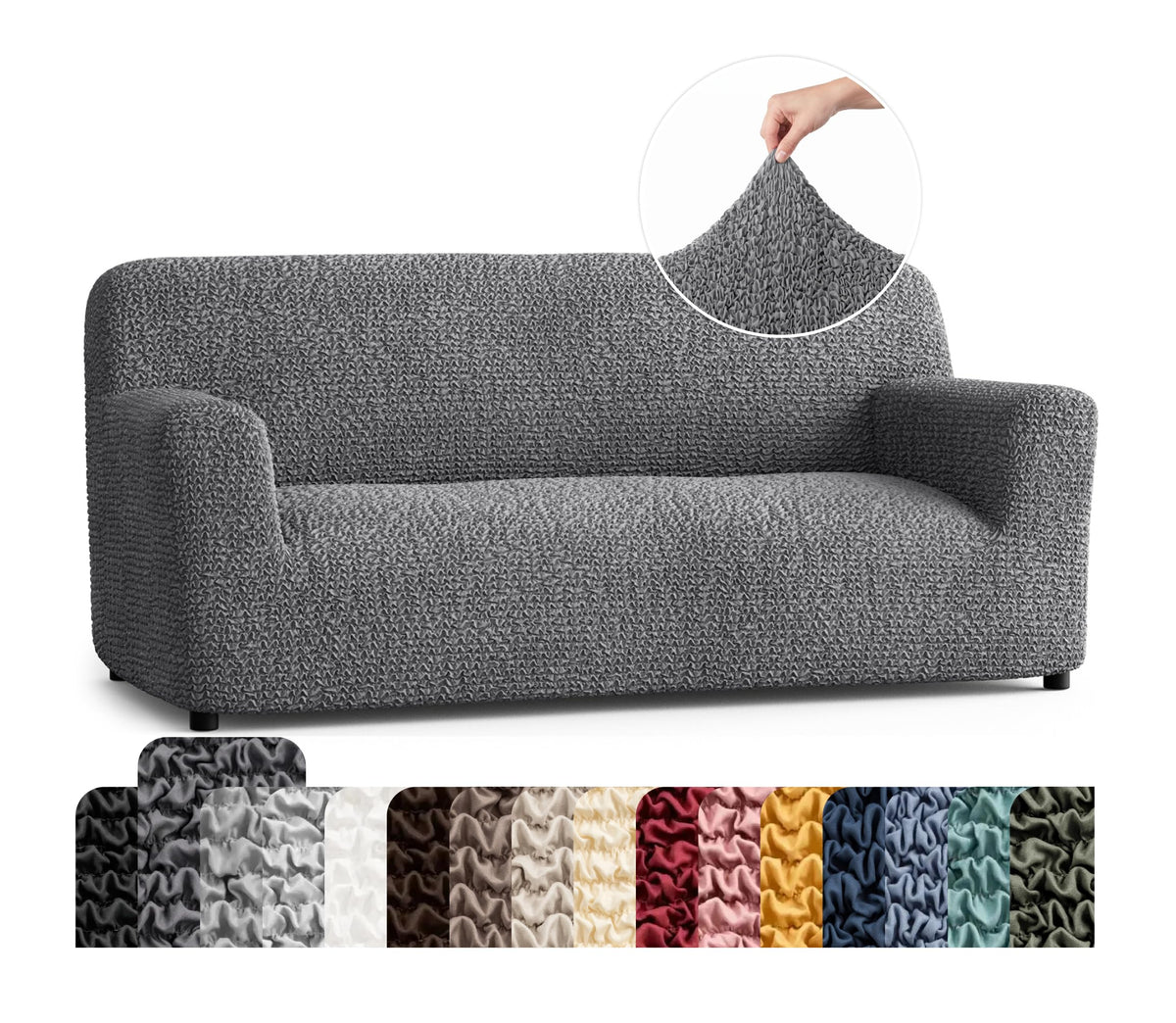 Premium Stretch Couch Covers for Sofa - Sofa Chair Cover Washable, Dogs & Pets Friendly - Elastic Polyester Loveseat Slipcovers - Non-Slip Love Seat Couch Covers - Soft Taupe (86"-120" Wide)