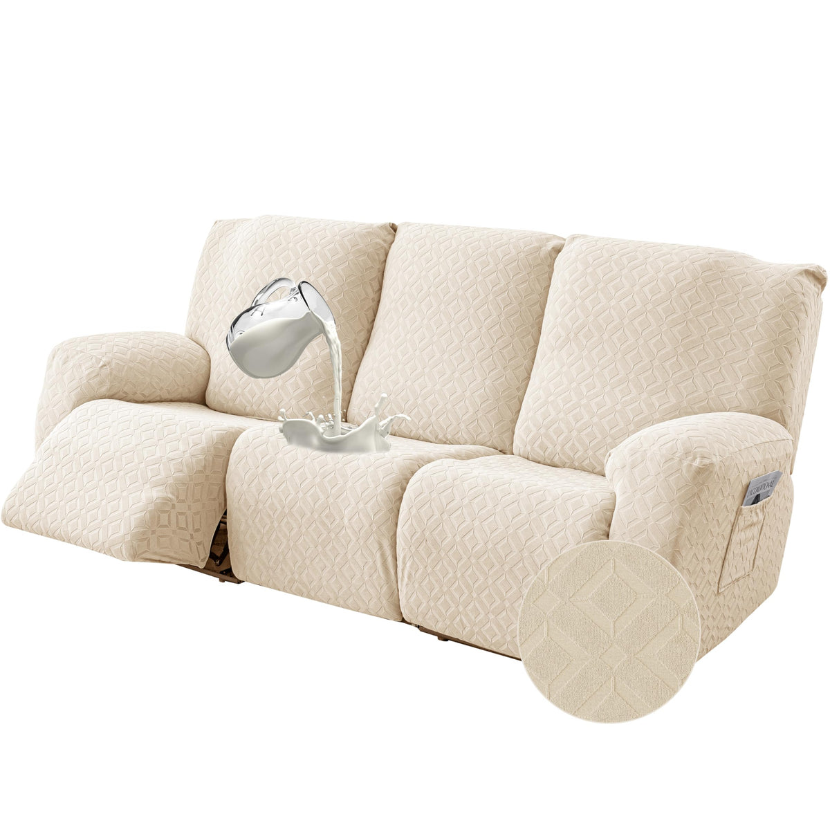 Gennia Waterproof Recliner Sofa Cover,3 Seat Couch Cover,Dark Gray