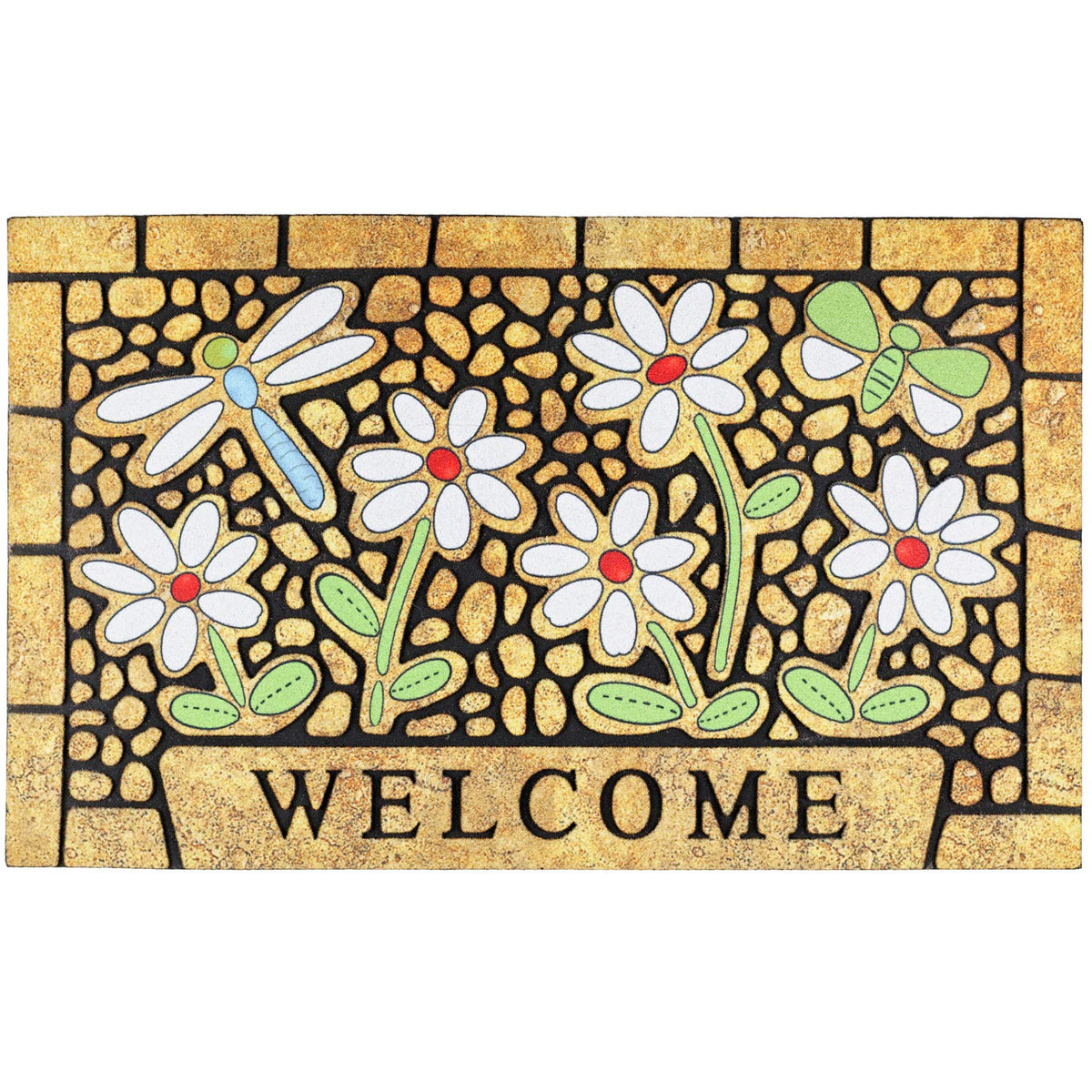 CHICHIC Welcome Door Mat 17x 30 Inch Front Doormat Outdoors for Home Entrance Outdoors Mat for Outside Entry Way Doormat Entry Rugs, Heavy Duty Non Slip Rubber Back Low Profile, Flower