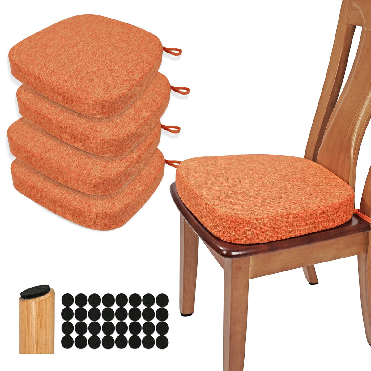 BUYUE Thickened 2.5" Friendly Woven Fabric Dining Chair Cushion, U-Shape High Density Foam Comfortable Chair Pad for Kitchen, Slip Resistant Indoor Seat Cushion (1 Piece, Dark Gray)