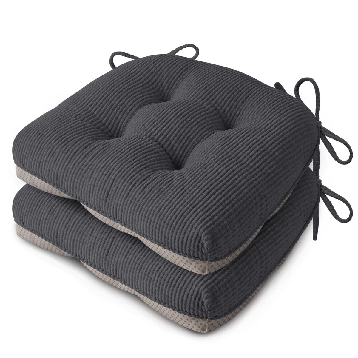 Anti Slip Kitchen Chair Cushions Set of 4 18"X16.5"X3" Beige