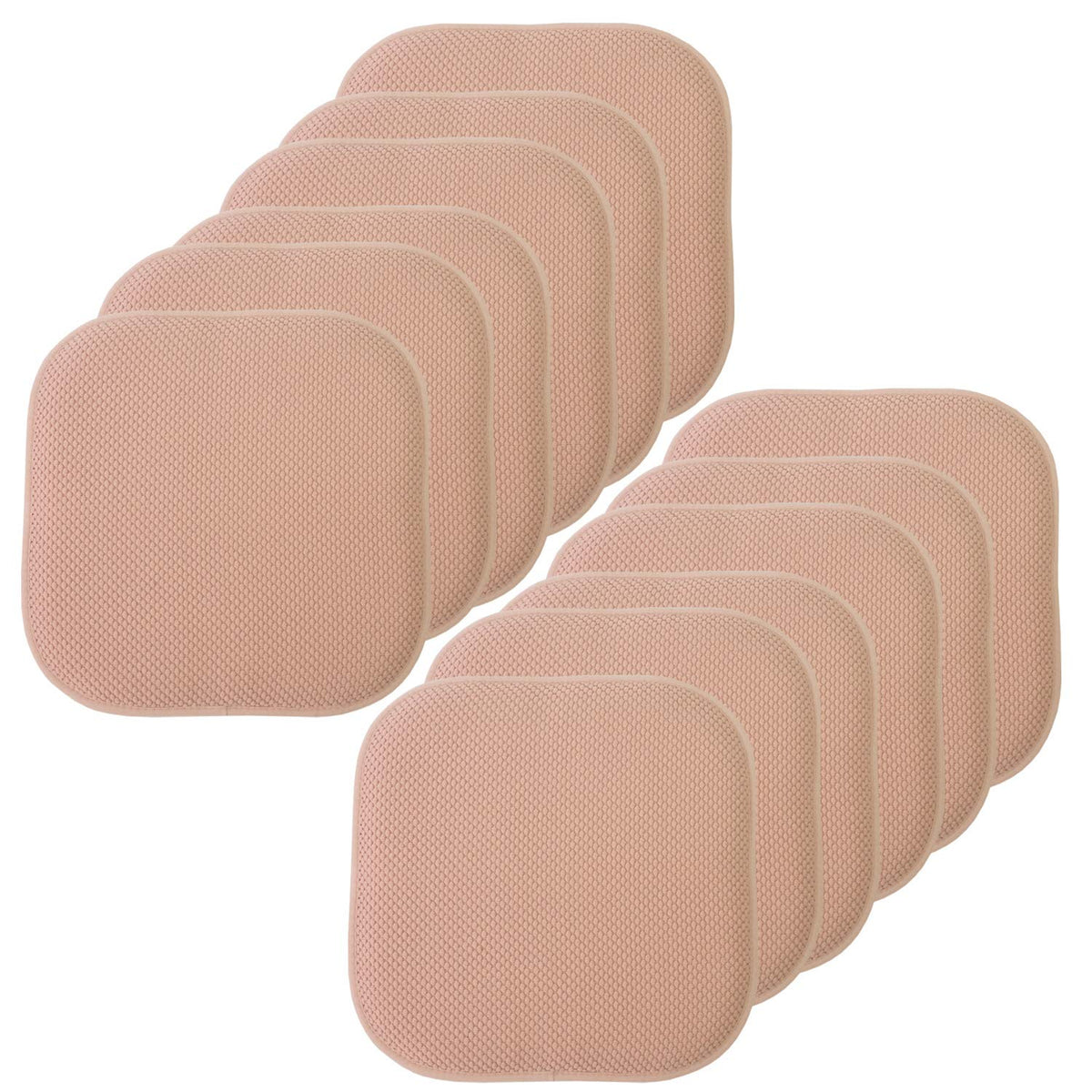 Sweet Home Collection Chair Cushion Memory Foam Pads Honeycomb Pattern Slip Non Skid Rubber Back Rounded Square 16" x 16" Seat Cover, 4 Pack, Alexis Chocolate