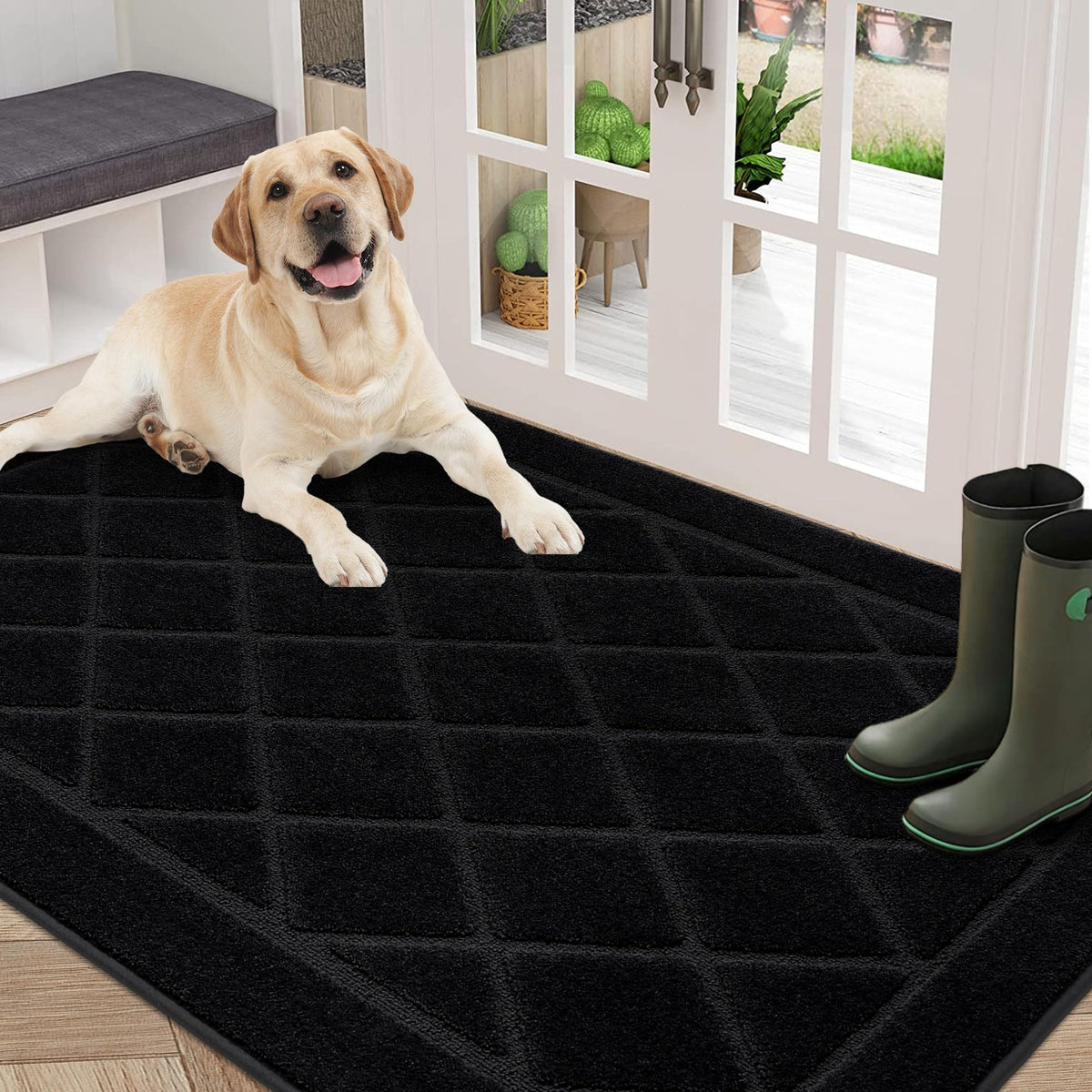 BEQHAUSE Dirt Trapper Door Mat 24" x 36", Doormat Non-Slip, Dark Grey