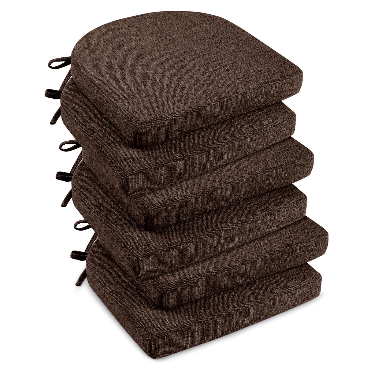 downluxe Indoor Chair Cushions for Dining Chairs, Soft and Comfortable Textured Foam Kitchen Chair Pads with Ties and Non-Slip Backing, 16" x 16" x 2", Red, 4 Pack