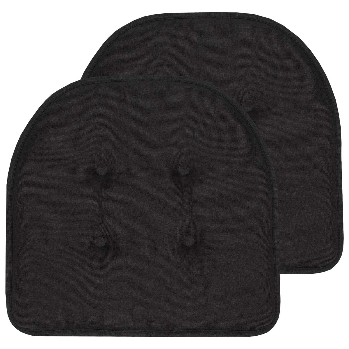 Sweet Home Collection Chair Cushion Memory Foam Pads Tufted Slip Non Skid Rubber Back U-Shaped 17" x 16" Seat Cover, 6 Pack, Checkered Taupe/White